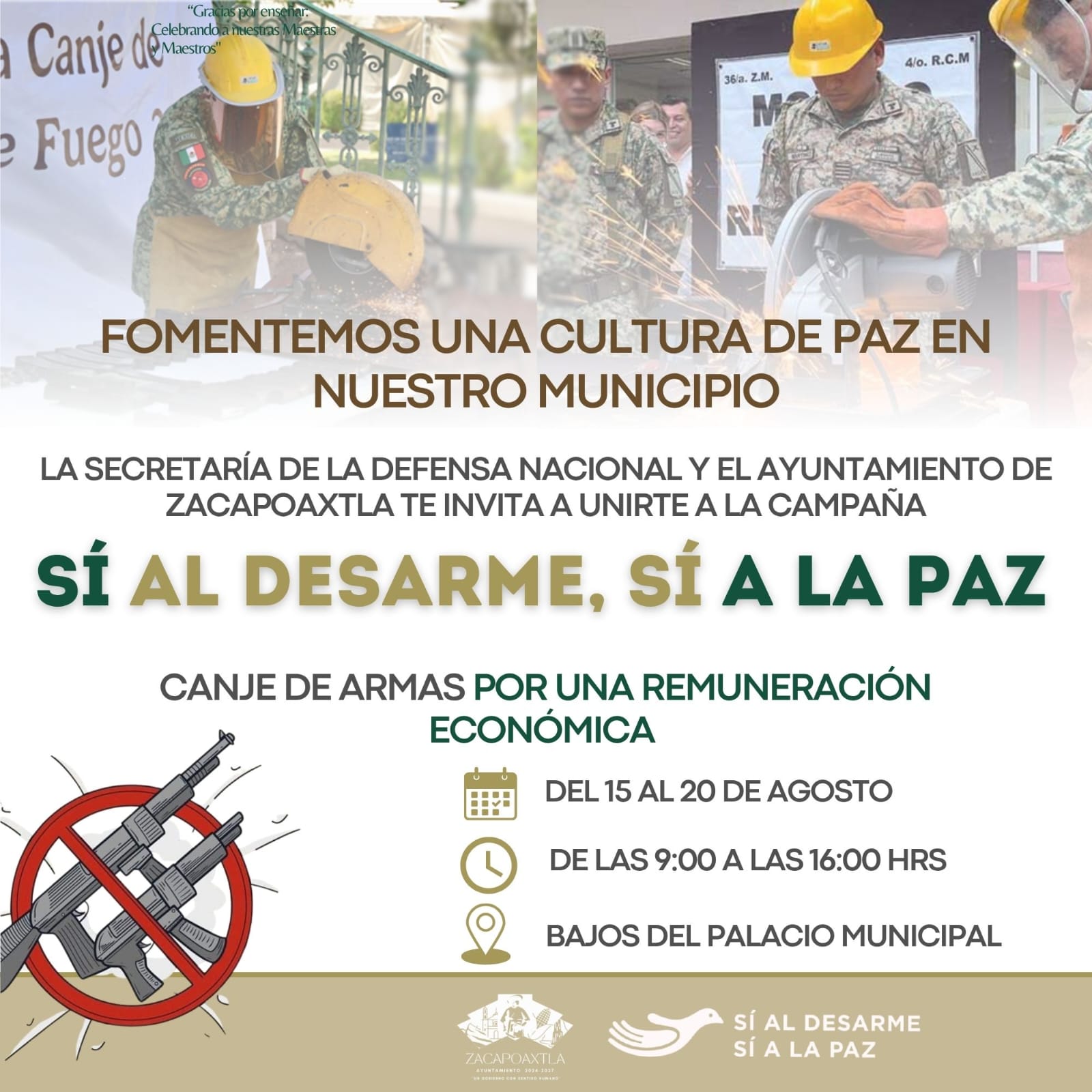 «Sí al desarme, sí a la paz»